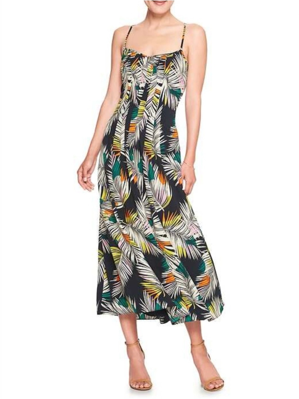 Banana Republic Palm Leaf Maxi Dress Sz 2